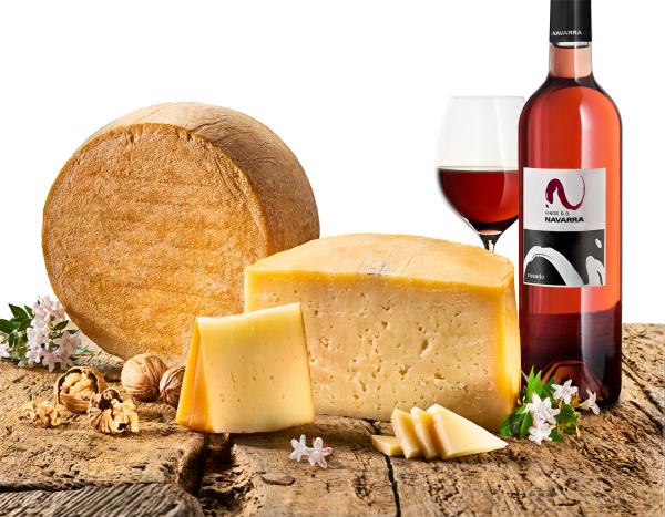 Fromage et vin rosé